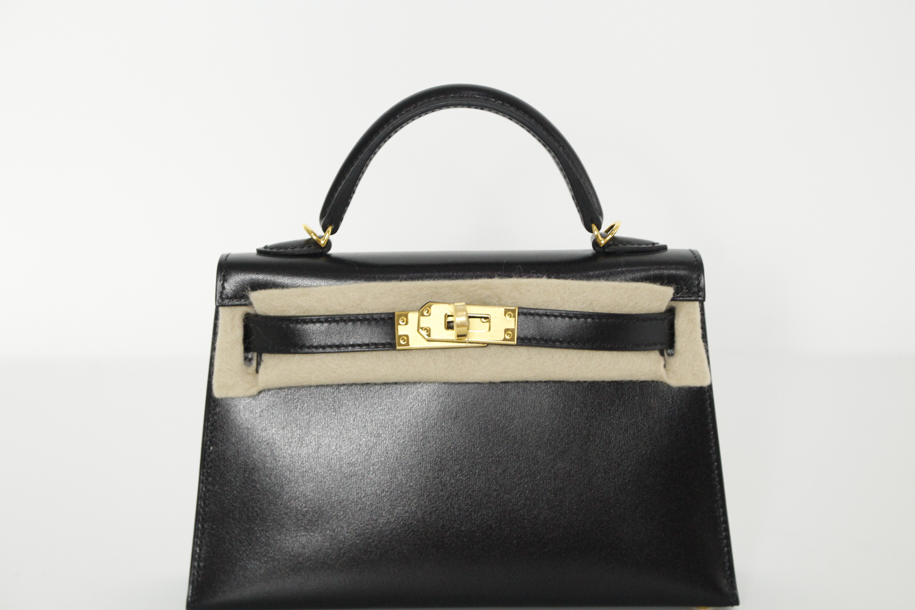 HERME'S mini kelly 블랙/금장 복스레더