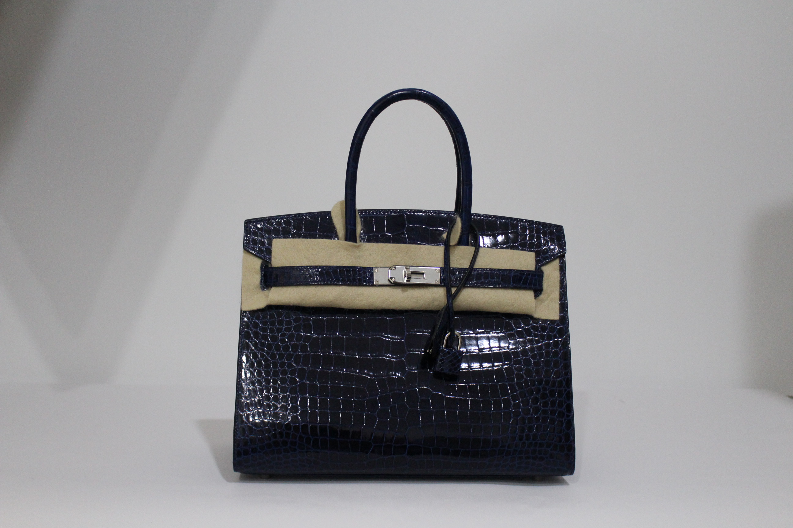 HERME'S crocodile blue Birkin30/셀리에 은장