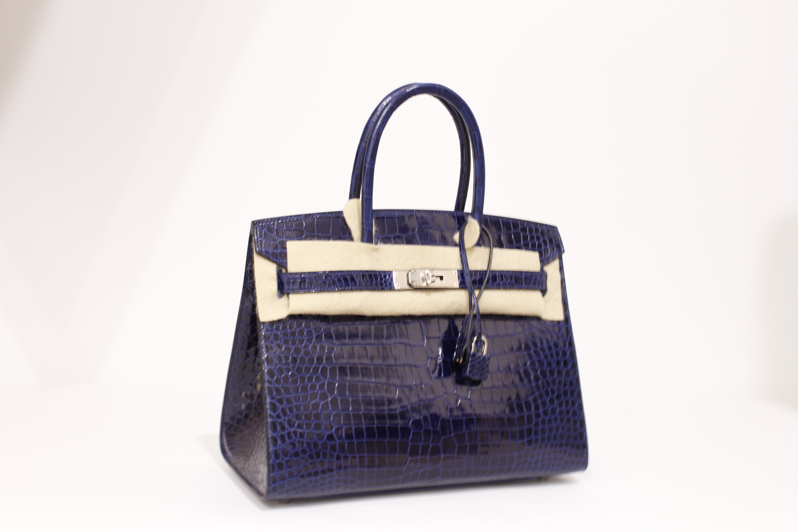HERME'S crocodile blue Birkin30/셀리에 은장