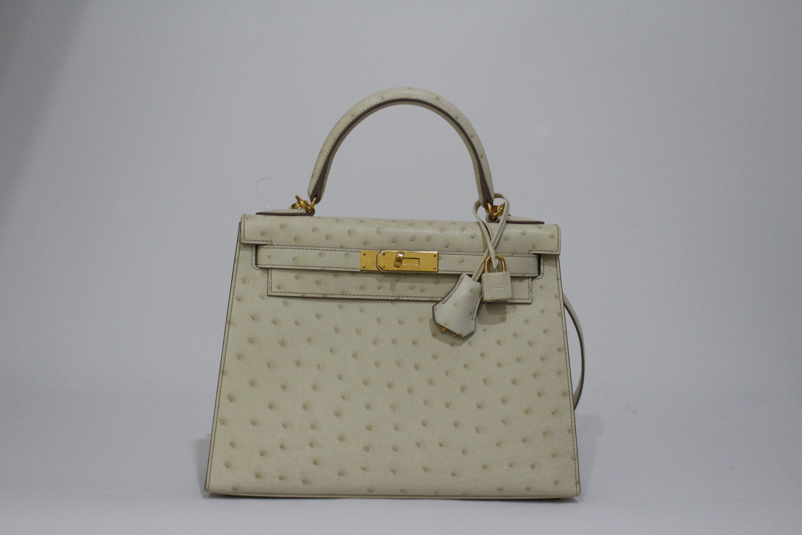 HERME'S Ostrich Kelly 28㎝/Beton컬러/금장하드웨어/Z각인