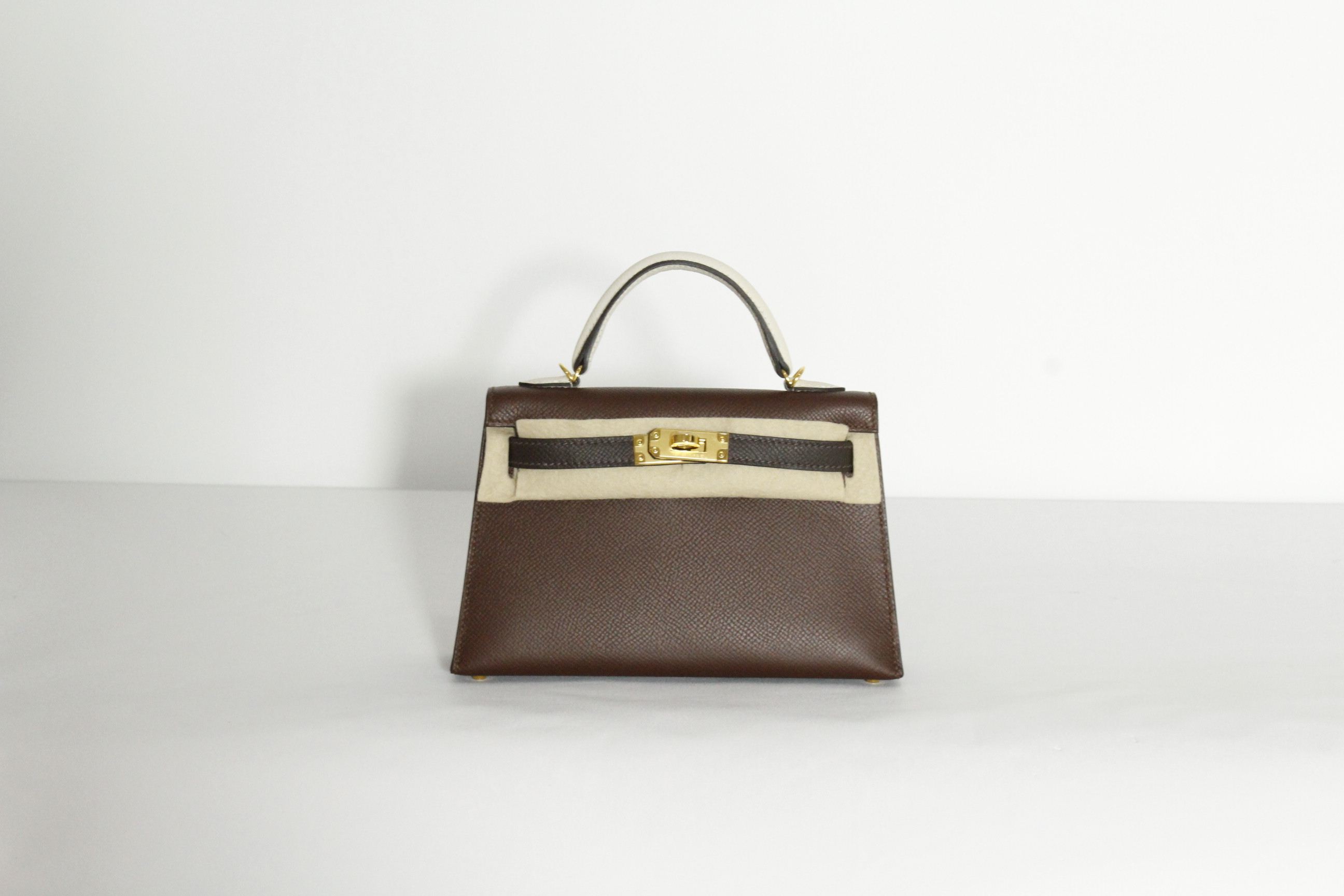 HERME'S MINI KELLY (TRICOLORE-Terre/Eben/Craie)금장/K각인 인보이스포함 풀세트